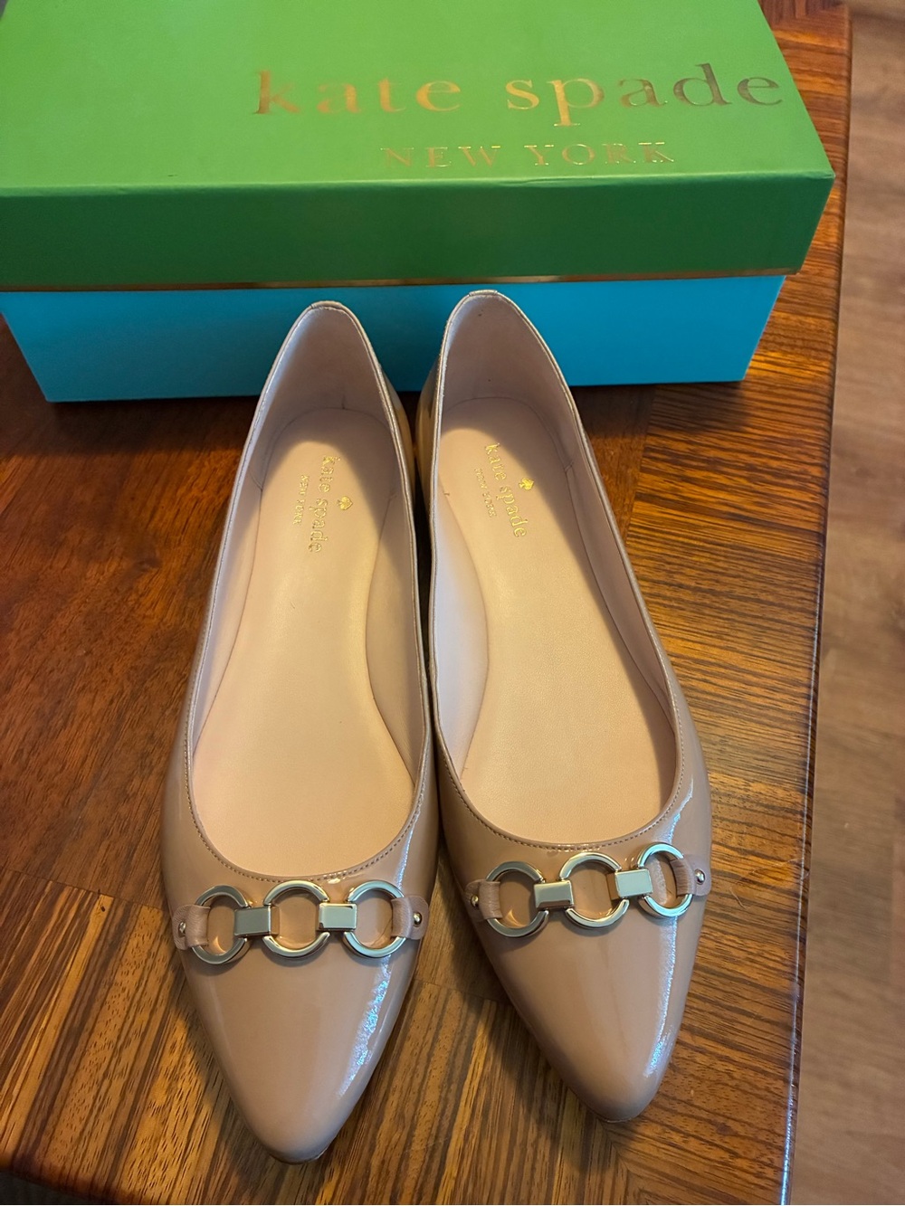 Kate Spade New York Women’s Nadia Ballet Flats Patent Nude